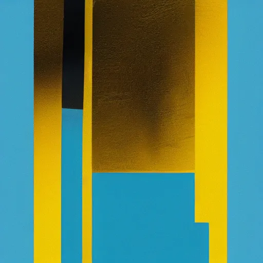 Prompt: An abstract visual of depression, sky blue and golden yellow theme