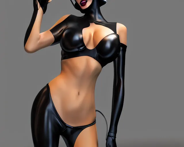 Image similar to Catwoman Playboy Centerfold, Full Figure, 8K, octane render, HDR, photorealistic, volumetric lighting, Hyperrealistic-H 960