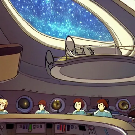 Prompt: ncc 1 7 0 1 starship enterprise in a studio ghibli movie