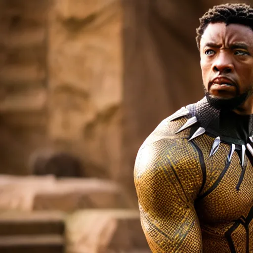 Prompt: cinematic still of kirk lazarus as black panther