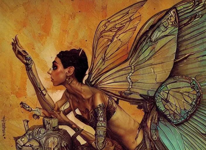 Image similar to egyptian fairy painting carved in amber by chiara bautista and norman rockwell and greg rutkowski weta studio