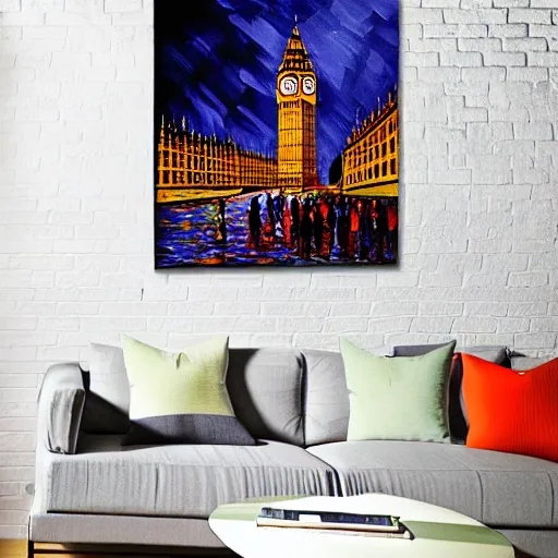 Image similar to detailed, soft, dynamic painting of the Big Ben on fire, professional painting, at dusk