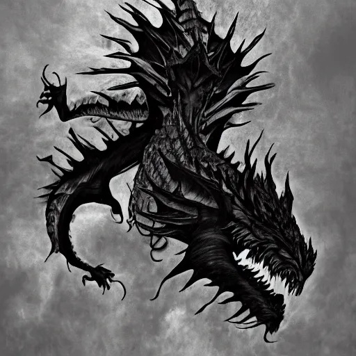 Image similar to a dragon made of black smoke