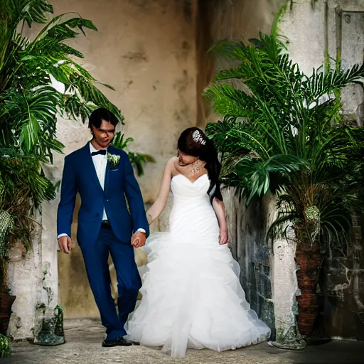 Prompt: iguana wedding photography