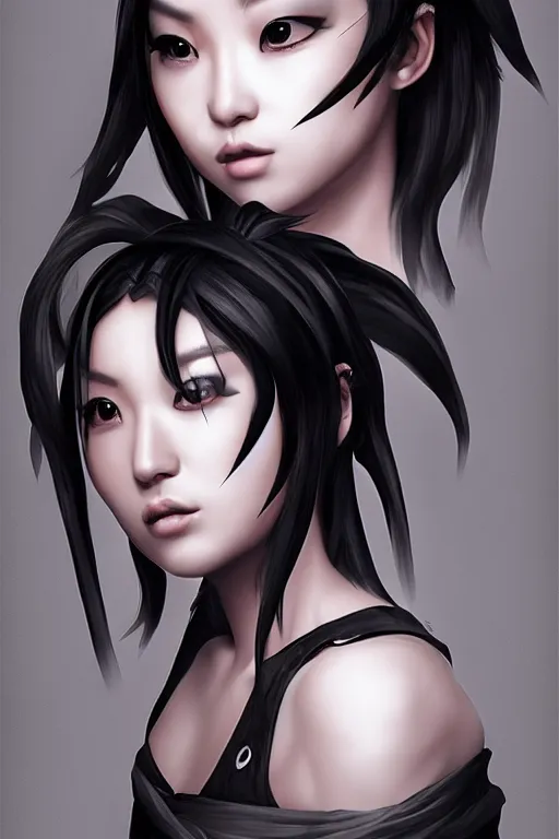 Image similar to Chun-Lil warrior, goth ninja, pretty face, ultra detailed, digital art, 8k ,character ,realistic, portrait, hyperrealistic