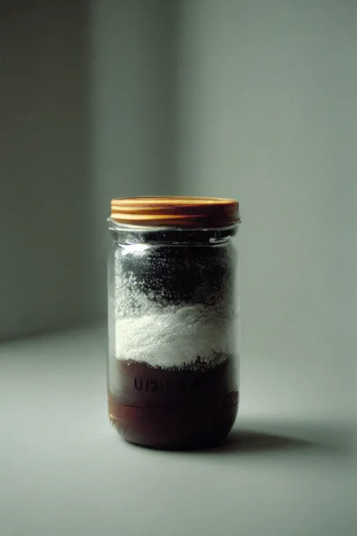 Image similar to agfa vista 4 0 0 photograph of the universe in a jar, moody lighting, moody vibe, telephoto, 9 0 s vibe, grain, tranquil, calm, faded!,