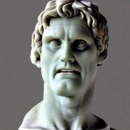 Prompt: jim carrey as a greek marble statue