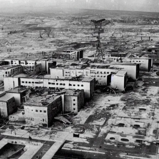 Image similar to university campus after a nuclear attack, circa 1 9 4 5, hd, award - winning