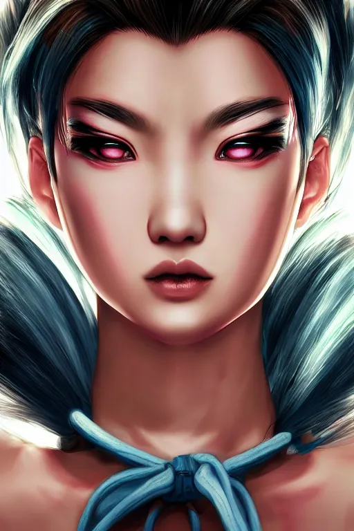 Image similar to Chun-Lil , Street Fighter , pretty face, ultra detailed, digital art, 8k ,character ,realistic, portrait, hyperrealistic