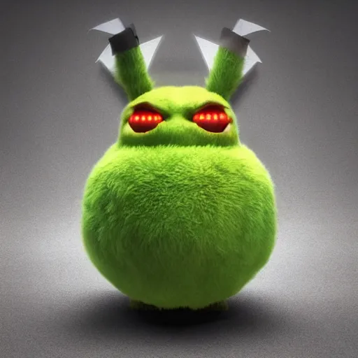 Image similar to high quality 3 d render cyberpunk very tennis ball monster highly detailed, unreal engine cinematic smooth, in the style of blade runner & detective pikachu, basil gogos, chalk, low angle, uhd 8 k, sharp focus, illustrated by basil gogos