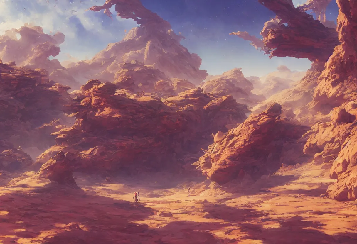 Image similar to arid planet, intricate oil painting, high detail illustration, sharp high detail, manga and anime 1 9 9 9, official fanart behance hd artstation by jesper ejsing and makoto shinkai, 4 k