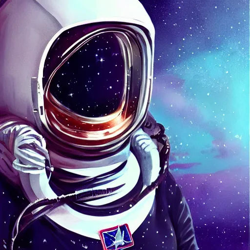 Prompt: Astronaut portrait inspired by Bleeple, charlie Bowater