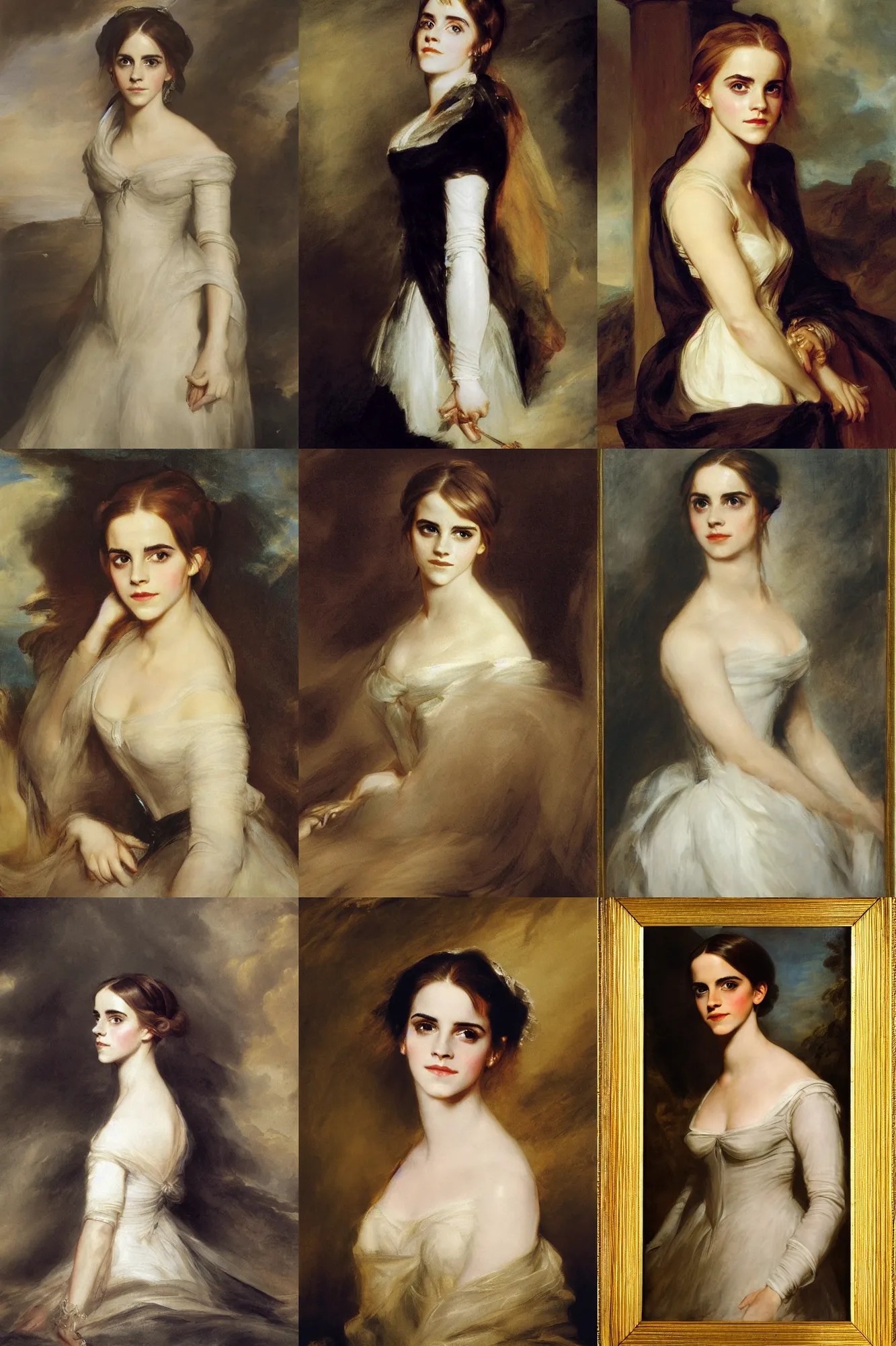 Prompt: Emma Watson, portrait by Thomas Lawrence