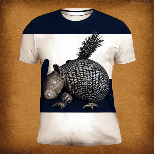 Image similar to black t-shirt, armadillo American patriot, a 3d design, superrealism 8k resolution