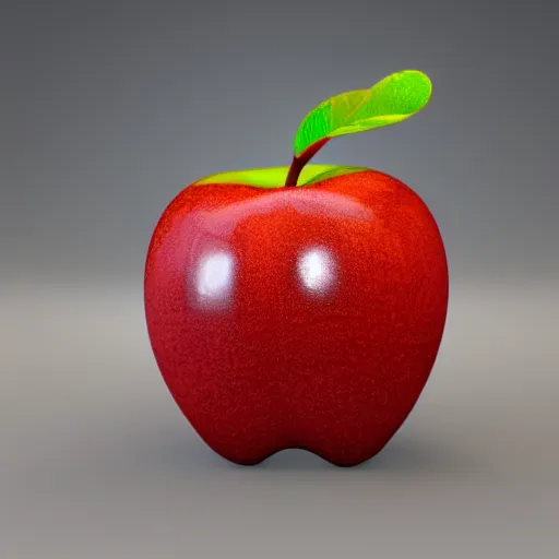 Prompt: a 3 d render of a apple with a silly face