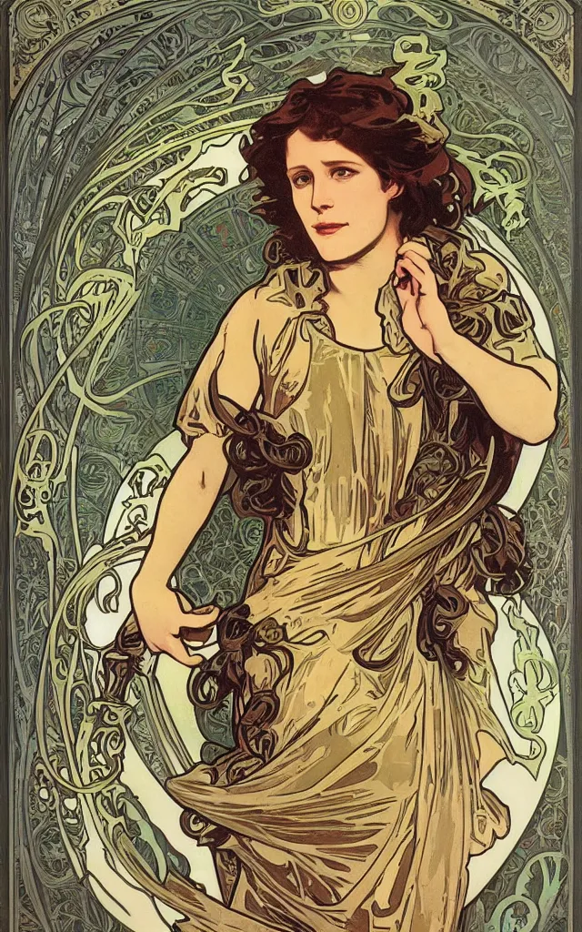 Prompt: Ellen Ripley by Alphonse Mucha