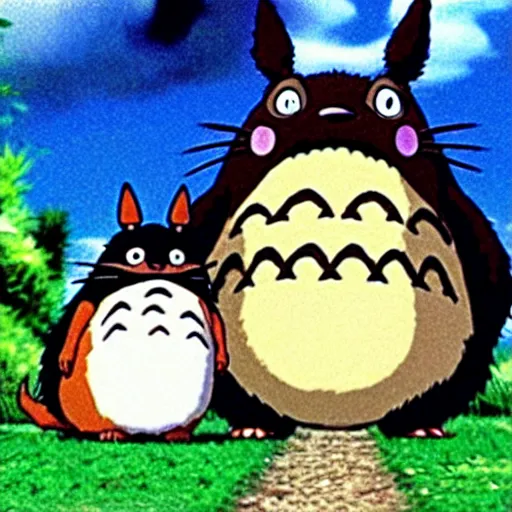 Image similar to a screenshot from the movie My Neighbour Totoro, with a guinea pig