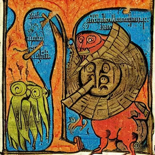 Prompt: medieval bestiary of repressed emotion monsters and creatures starting a fiery revolution in the psyche, in the style of Carlos Victor Ochagavia