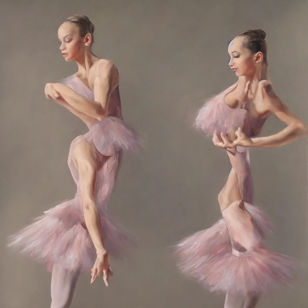 Image similar to a stunning oil painting of a ballerina