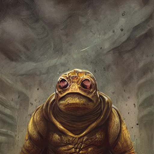 Prompt: anthropomorphic turtle hero by seb mckinnon