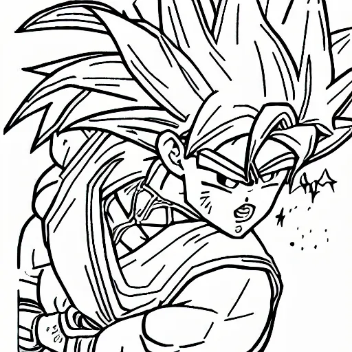 Image similar to coloring page goku fighting against sailor moon