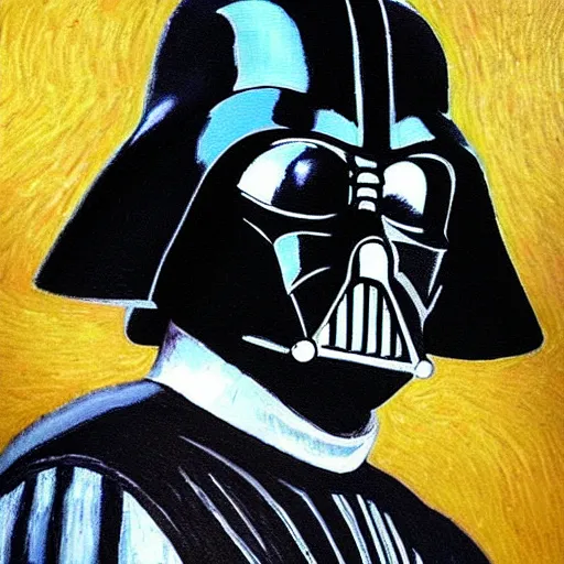 Prompt: oil painting of Darth Vader by van gogh