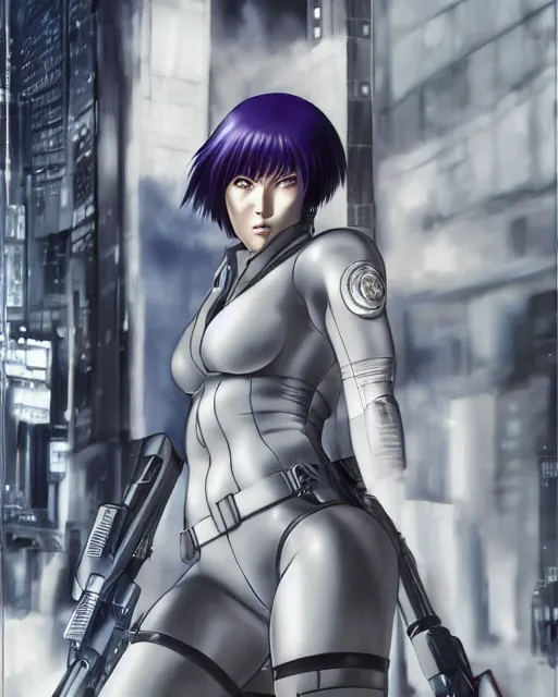 Image similar to motoko kusanagi by masamune shirow, hyperrealism, 4 k, hyper detailed