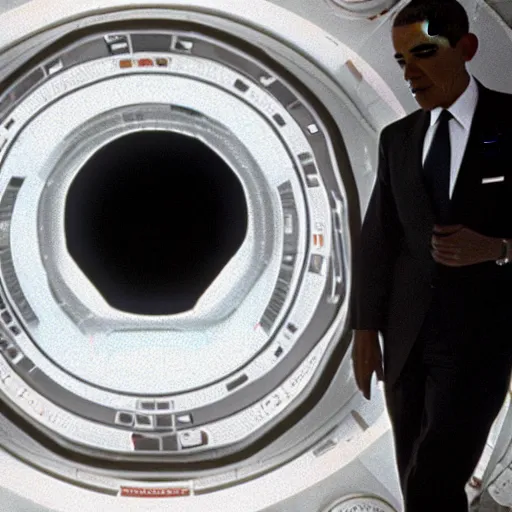 Image similar to A still of Obama in 2001:A Space Odyssey