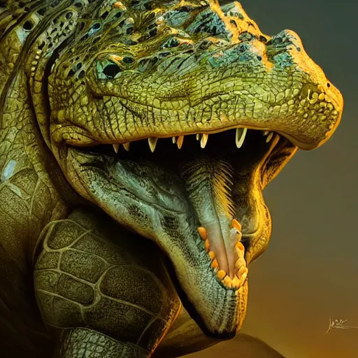 Prompt: steve irwin as a crocodile, award winning creature portrait photography, extremely detailed, artstation, 8 k, sensual lighting, incredible art, wlop, artgerm