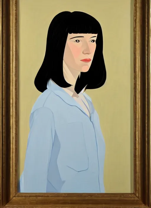 Image similar to a portrait of a pretty young lady by alex katz