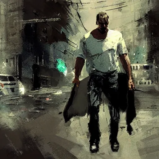 Image similar to bane in gta iv concept art by craig mullins