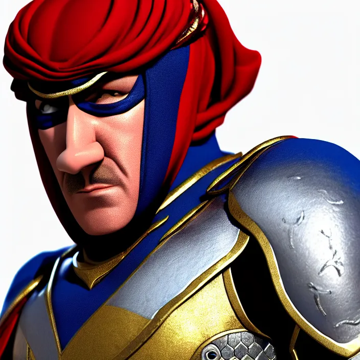 Image similar to cinematic portrait, captain falcon as sheik mohammad ruler of dubai, head and torso only, masterpiece, medieval arabia, sharp details,, hd, 4 k