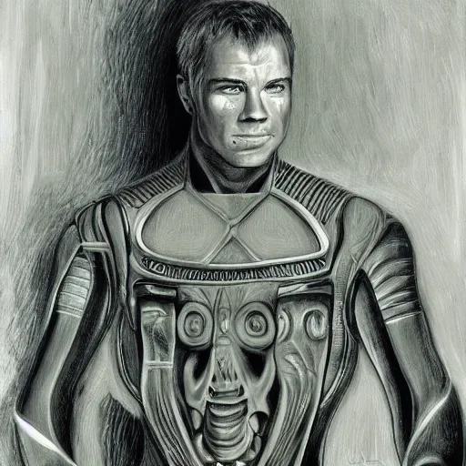 Image similar to captain james tiberius kirk by h. r. giger