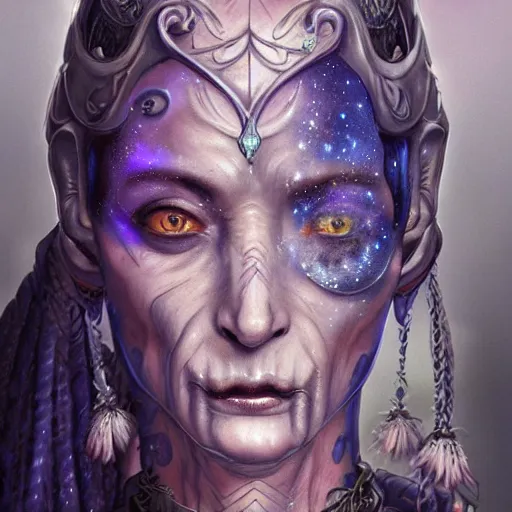 Prompt: a WLOP 3d render of Very very very very highly detailed beautiful mystic portrait of a phantom warrior with galaxy, tattoos by Anton Pieck, intricate, extremely detailed, digital painting, artstation, concept art, smooth, sharp focus, illustration, intimidating lighting, incredible art,