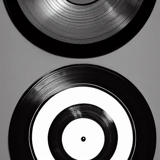 Image similar to an ortographic view photograph of a black framed vinyl record