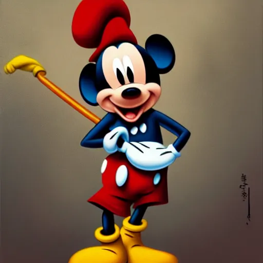 mickey mouse as a janitor, oil painting, trending on | Stable Diffusion ...