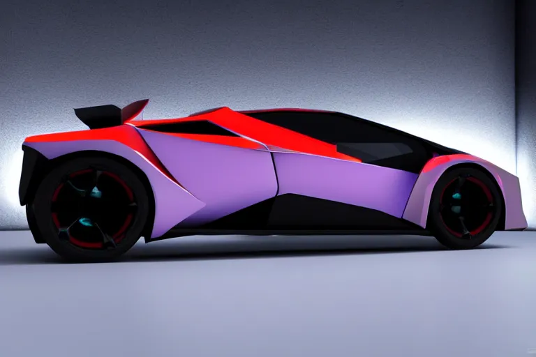 Prompt: cyberpunk lamborghini concept inspired sports car, futuristic look, highly detailed body, very expensive, photorealistic camera shot, bright studio setting, studio lighting, crisp quality and light reflections, unreal engine 5 quality render