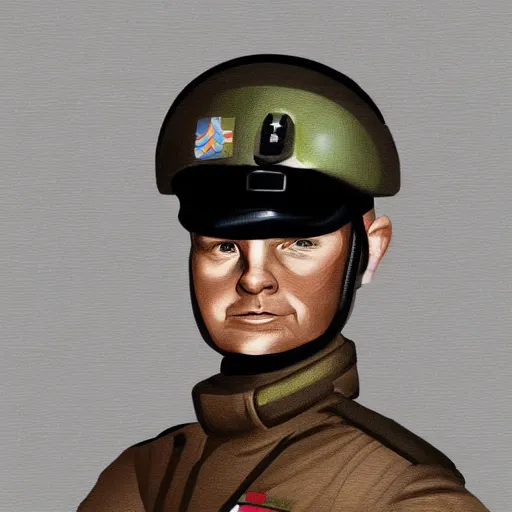 Image similar to id photo of a space officer in military outfit, digital painting
