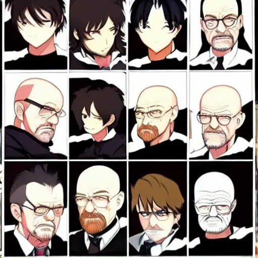 Image similar to Walter White in anime artstyle