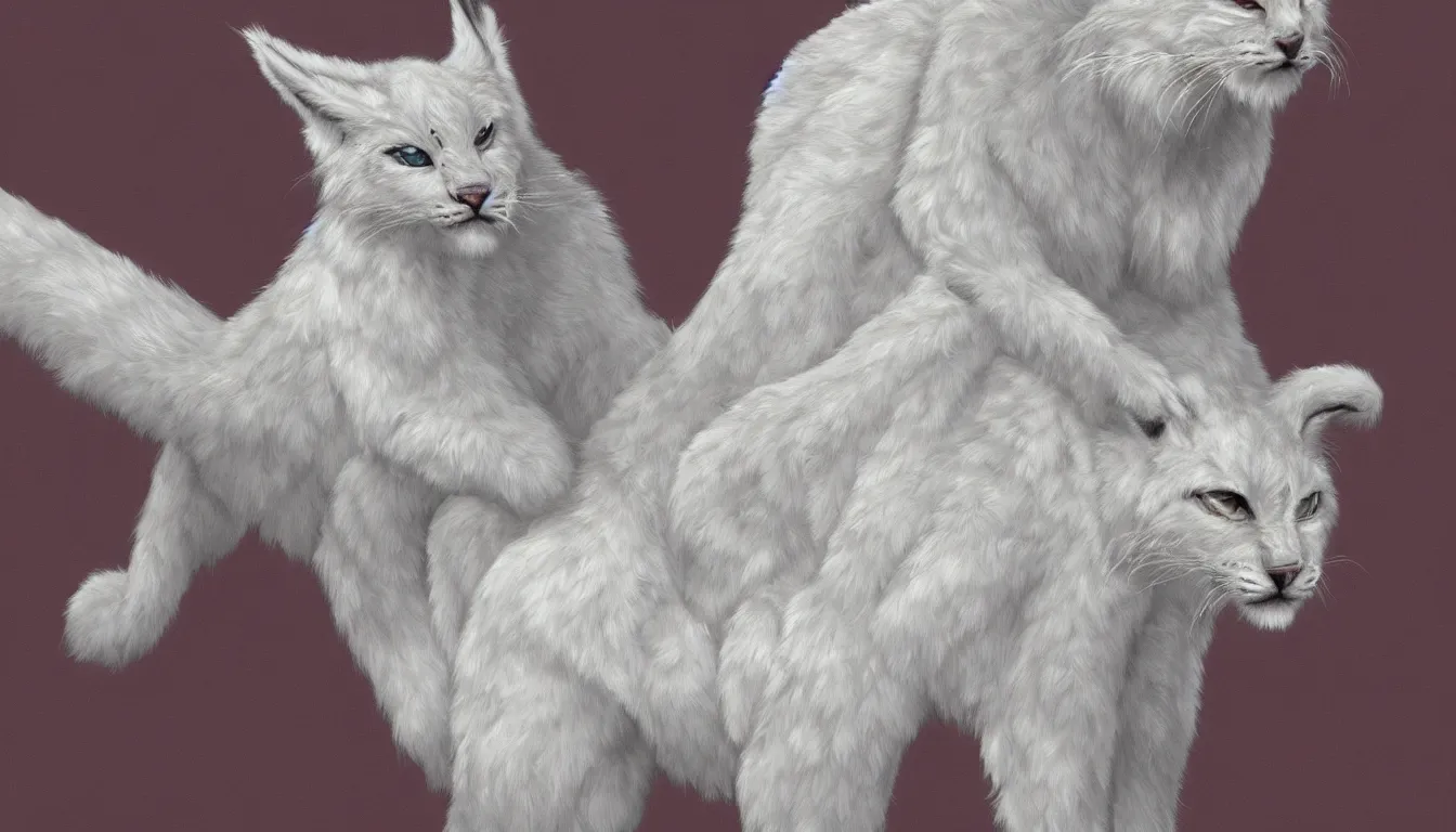 Image similar to white anthropomorphic lynx, furry art