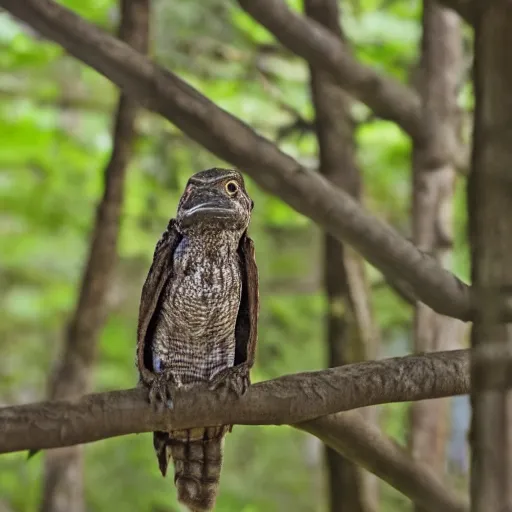 Image similar to human! nightjar werecreature, photograph captured at woodland creek