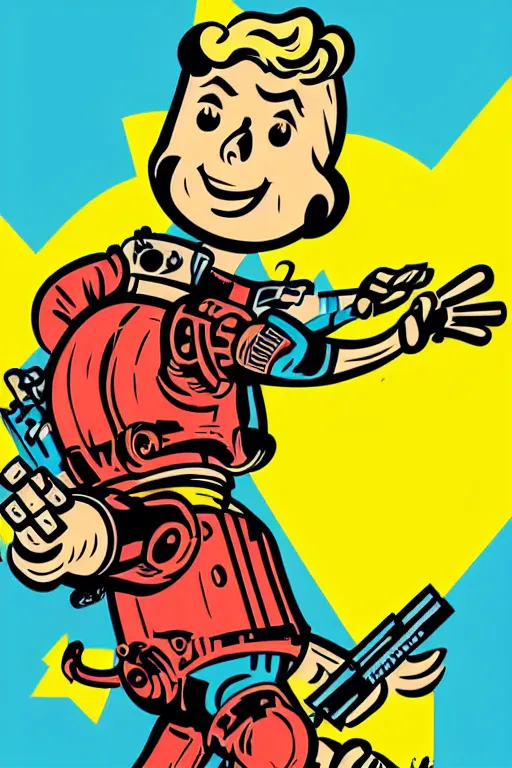 Image similar to fallout 7 6 retro futurist illustration art by butcher billy, sticker, colorful, illustration, highly detailed, simple, smooth and clean vector curves, no jagged lines, vector art, smooth andy warhol style