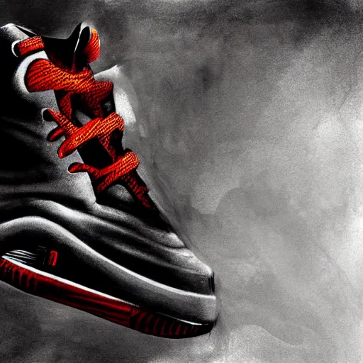 Image similar to basketball sneaker concept art, gothic, sharp focus, illustration, concept art by tooth wu