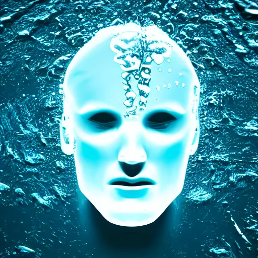 Prompt: small logo icon of a human head made of water, water manipulation, hyper realistic, ray tracing, realistic water splashes, sharp focus, 8 k resolution