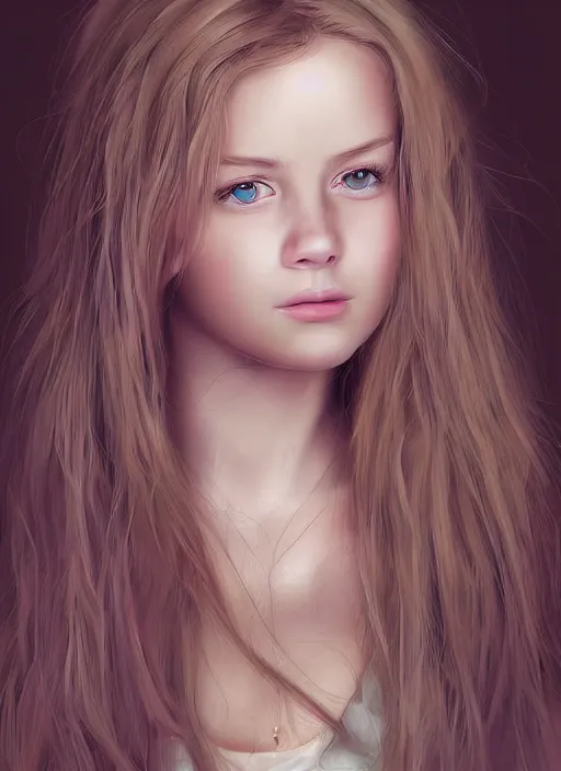 Image similar to a higly detailed digital art portrait of a cute, playful young woman by mel milton