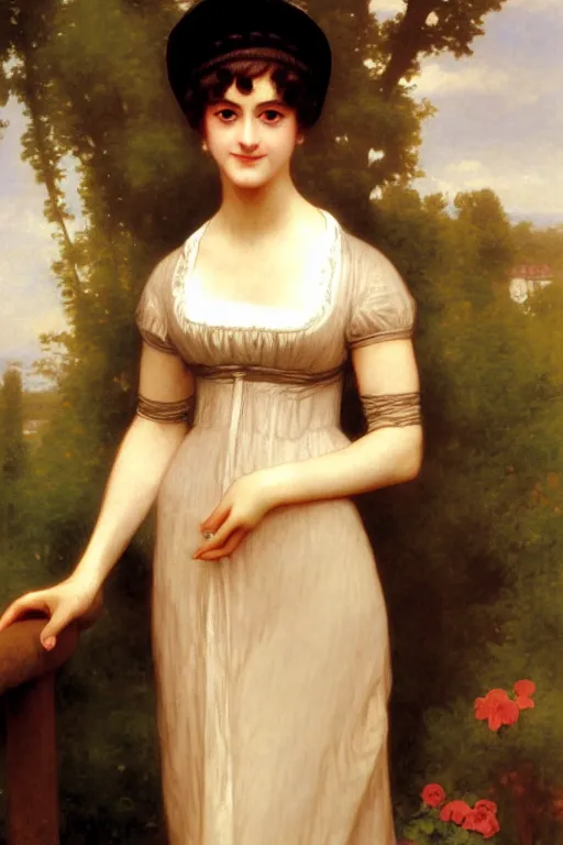 Image similar to jane austen in rich dress, painting by rossetti bouguereau, detailed art, artstation