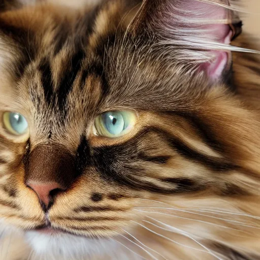 Prompt: profile of a tan maine coon bold natural colors masterpiece trending on artstation photograph