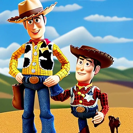 Prompt: brokeback mountain in the style of toy story