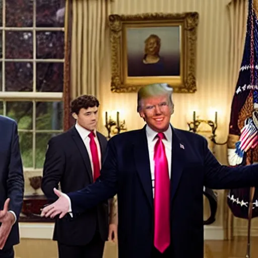 Prompt: a scene from the tv show, the boys, featuring donald trump as homelander.