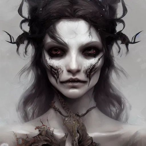 Prompt: detailed portrait of a cute undead girl, beautiful, fantasy, intricate, elegant, highly detailed, digital painting, artstation, concept art, matte, sharp focus, illustration, art by aenaluck, artgerm and roberto ferri and greg rutkowski, epic fantasy, digital painting